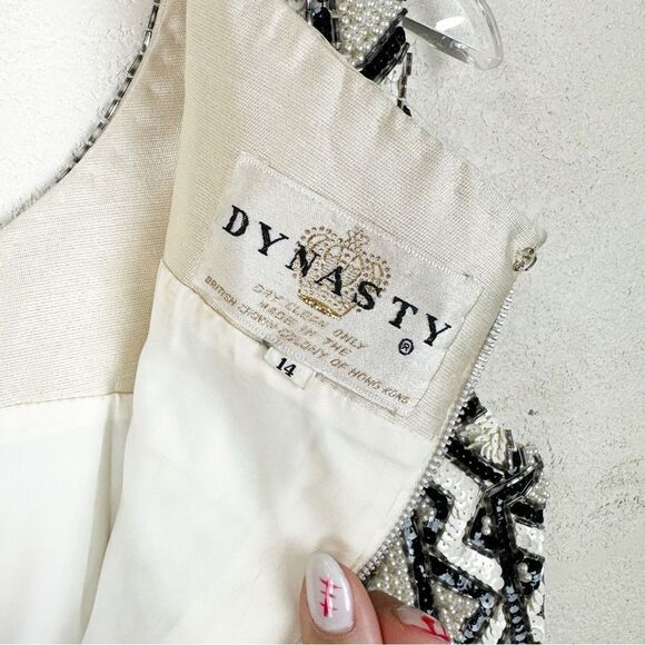 Dynasty Black Velvet Mini Dress Vintage 60s Beaded Sequin - Picture 14 of 14